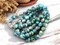 *20* 8mm Etched Silver AB Washed Blended Pacific Blue Turquoise Fire Polished Round Beads